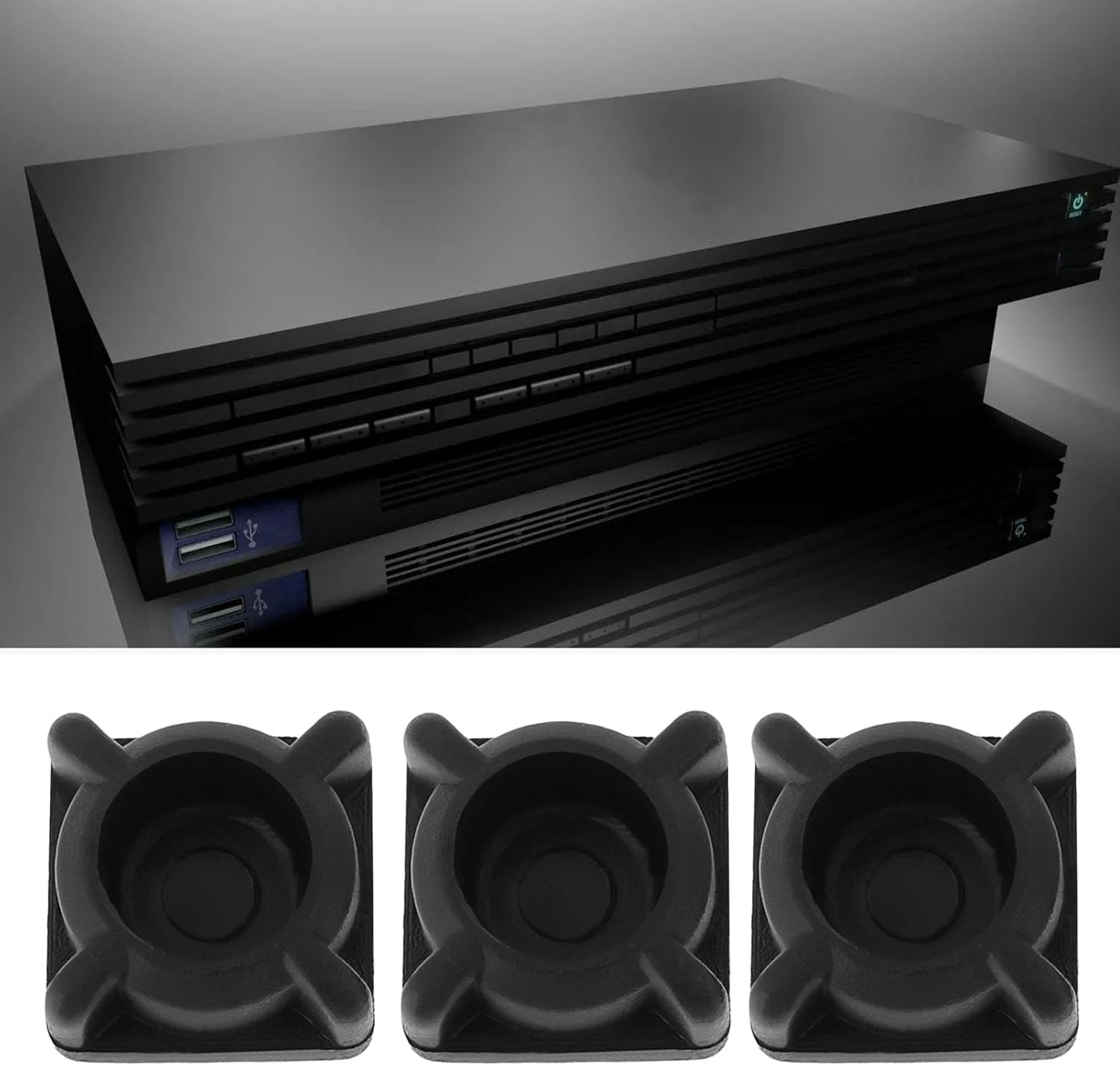 16Pcs Rubber Feet Screw Cover Console Accessories Compatible with Playstation 2 Fat Compatible with PS2 Fat Console System Black image number 1