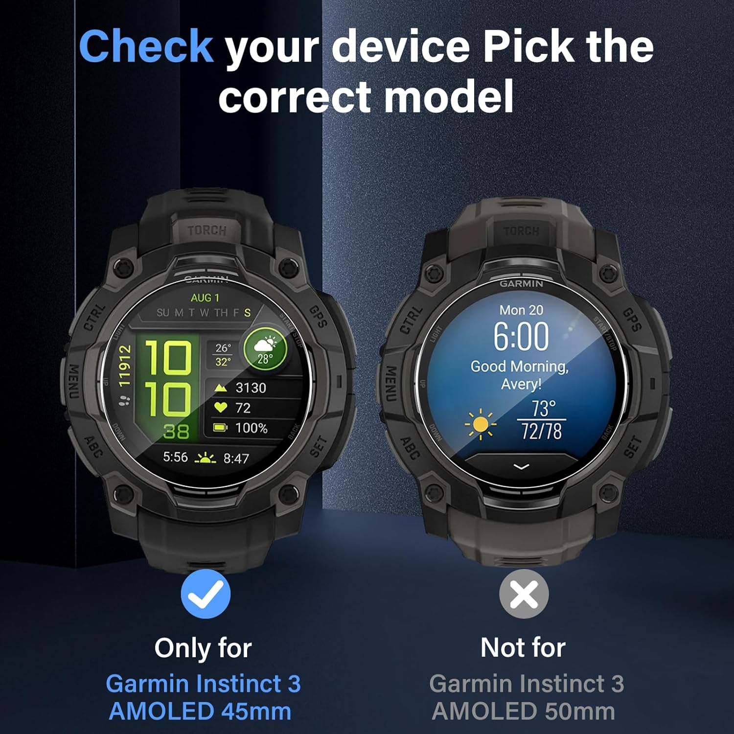 Funrae Screen Protector Compatible with Garmin Instinct 3 45 Mm Amoled/Solar for Tempered Glass, [Pack of 4] Bubble-Free HD Anti-Scratch Screen Protector Waterproof Hardness 9H Screen Protector Film image number 6