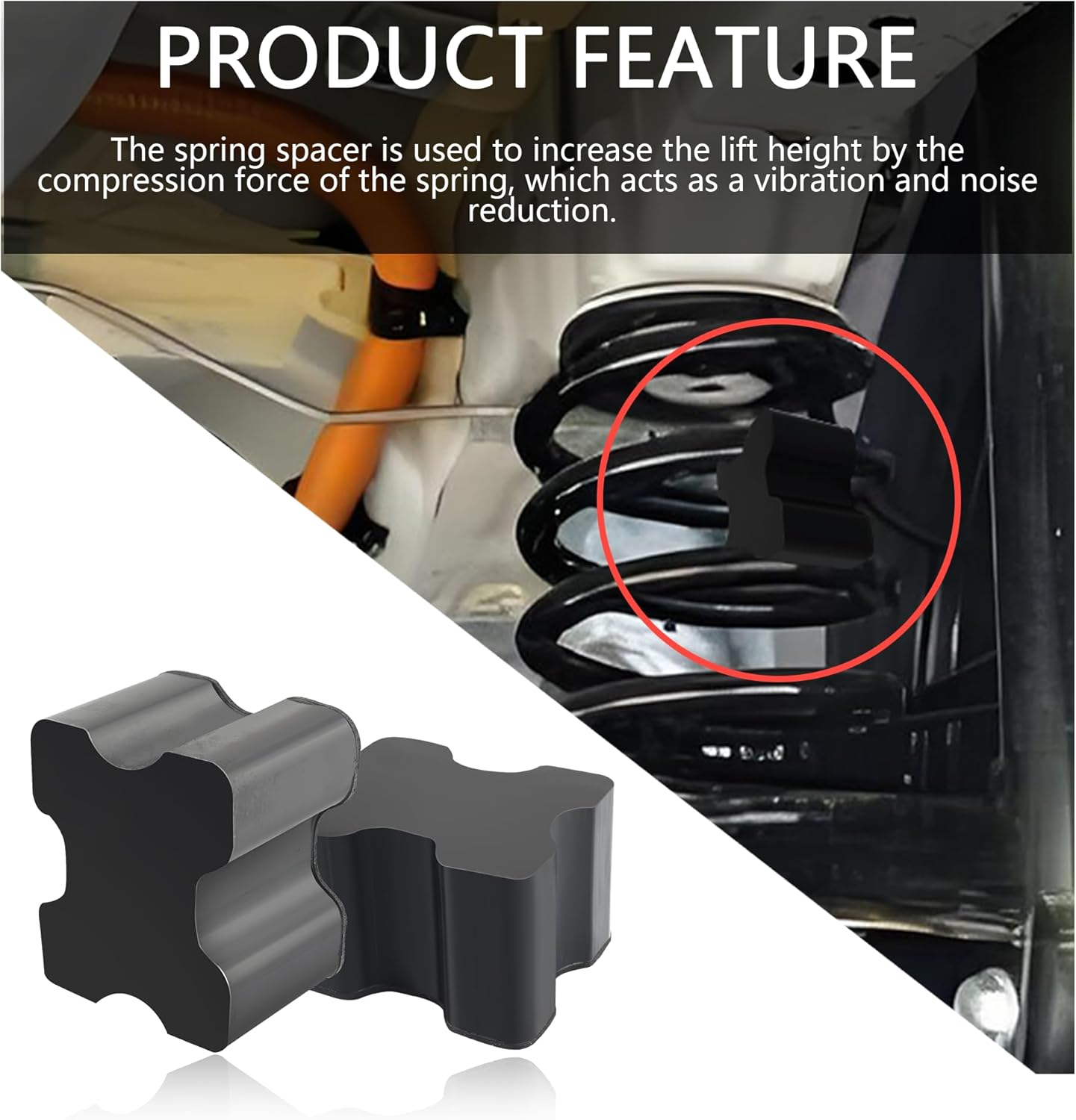 4PCS Rubber Coil Spring Spacers,Heavy Duty Front Coil Spring Booster Kit for 1" to 1.5" Coil Spring Lift,Universal Rubber Lift Blocks Car Accessories for Most Cars Trucks Suvs image number 5