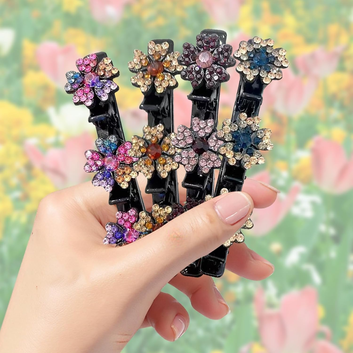 AHEJIOO 8 Piece Hair Accessories Set for Women - Hummingbird Hair Clips with Crystals, Double Layer Hair Clips and Headband Women - Sparkly Braided Designs for Any Occasion image number 4