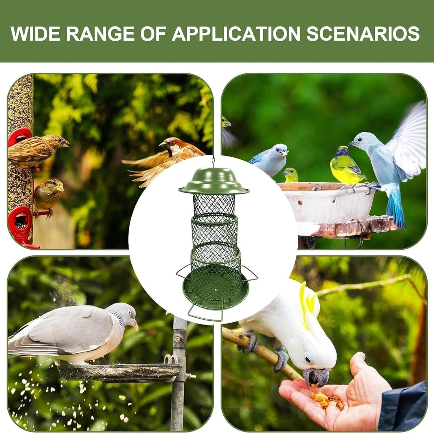 Bird Feeders for Outdoors Hanging, Waterproof Rooftop Bird Feeder with a Latch Feature, Squirrel Proof Wild Bird Seed for outside Feeders and Garden Decoration Yard for Bird Watchers (3 Tier)