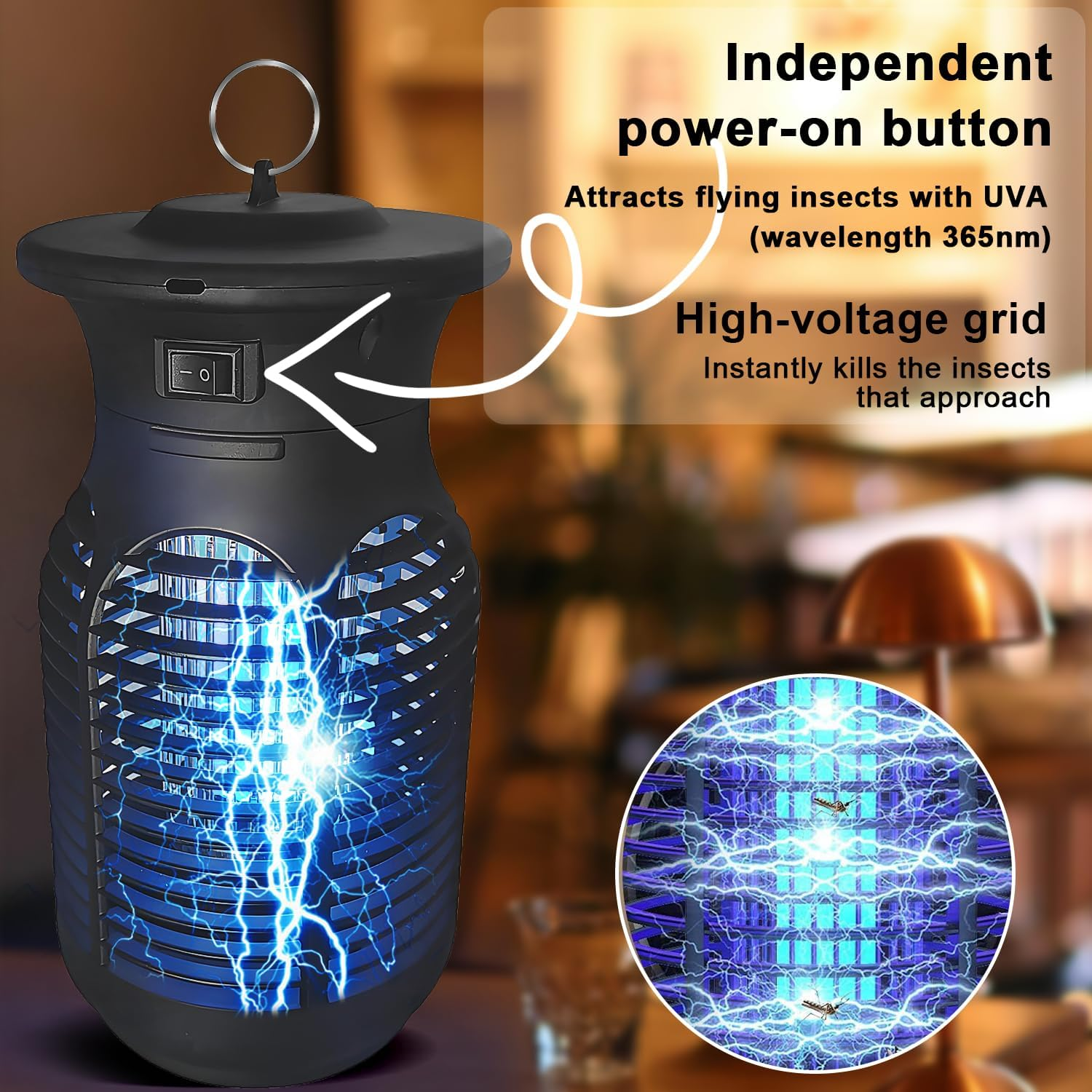 20W Bug Zapper, Electric Mosquito Zapper with High-Intensity UV Light, Waterproof Fly Zapper & Mozzie Zapper, Chemical-Free Insect Trap for Indoor Bedrooms, Outdoor Patios, Gardens, Cafes