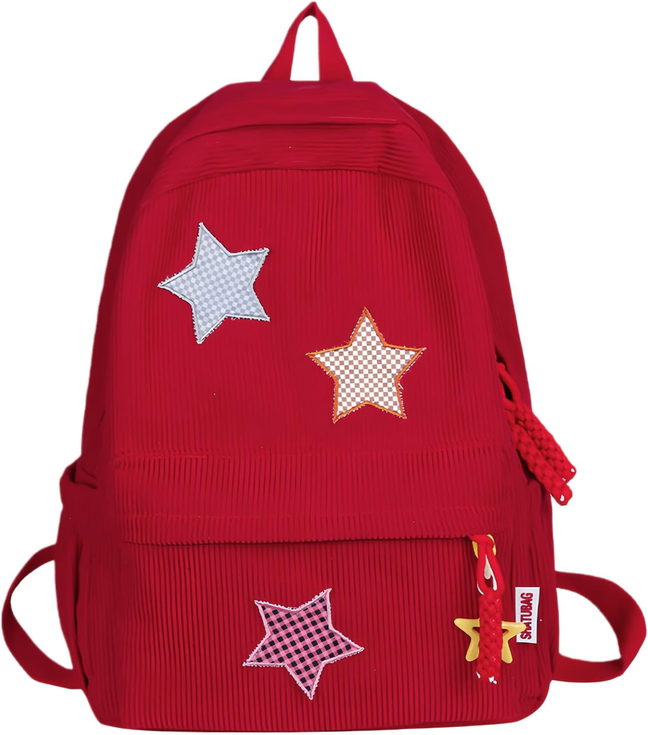 Taolivingmart Corduroy Backpack with Star Pattern, Trendy and Versatile, Fits 14'' Laptop Large Capacity Daily Commute - Beige image number 6