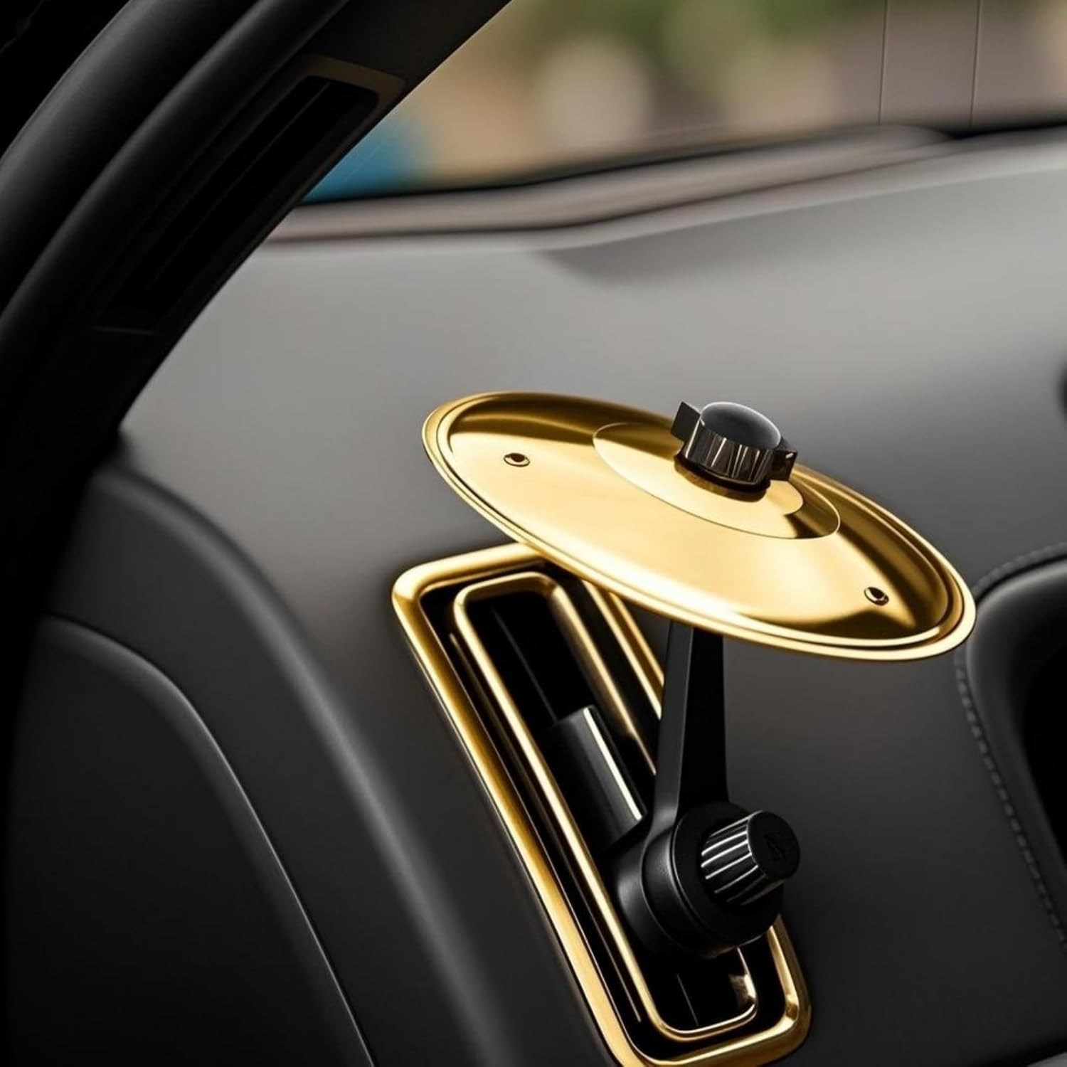 2 Pack Car Cymbal Air Vent Mounted, Golden &ndash; 14 Cm Dia. Mini Drum Crash Cymbal for Endless Rhythmic Fun on the Road Music Lover Gift image number 2