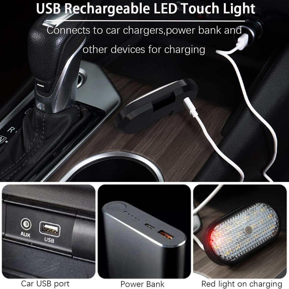 Car LED Lights Interior,6 Colors Ambient Lighting Car Interior,Usb Rechargeable Car Interior Reading Light,Portable Magnetic Interior LED Lights for Car image number 2