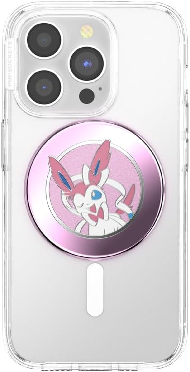 Popsockets Popgrip for Magsafe, Magnetic Phone Grip & Stand, Swappable Top, Secure Grip for Iphone Magsafe Cases, Kickstand for Hands-Free Viewing, Wireless Charging Compatible - Enamel Sylveon Wink