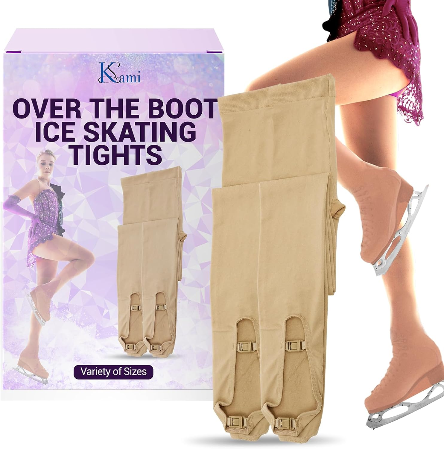 Kami-So over the Boot Figure Skating Tights | Soft, Stretchy Bamboo Leggings for Women & Girls | Cozy Tan Boot Covers