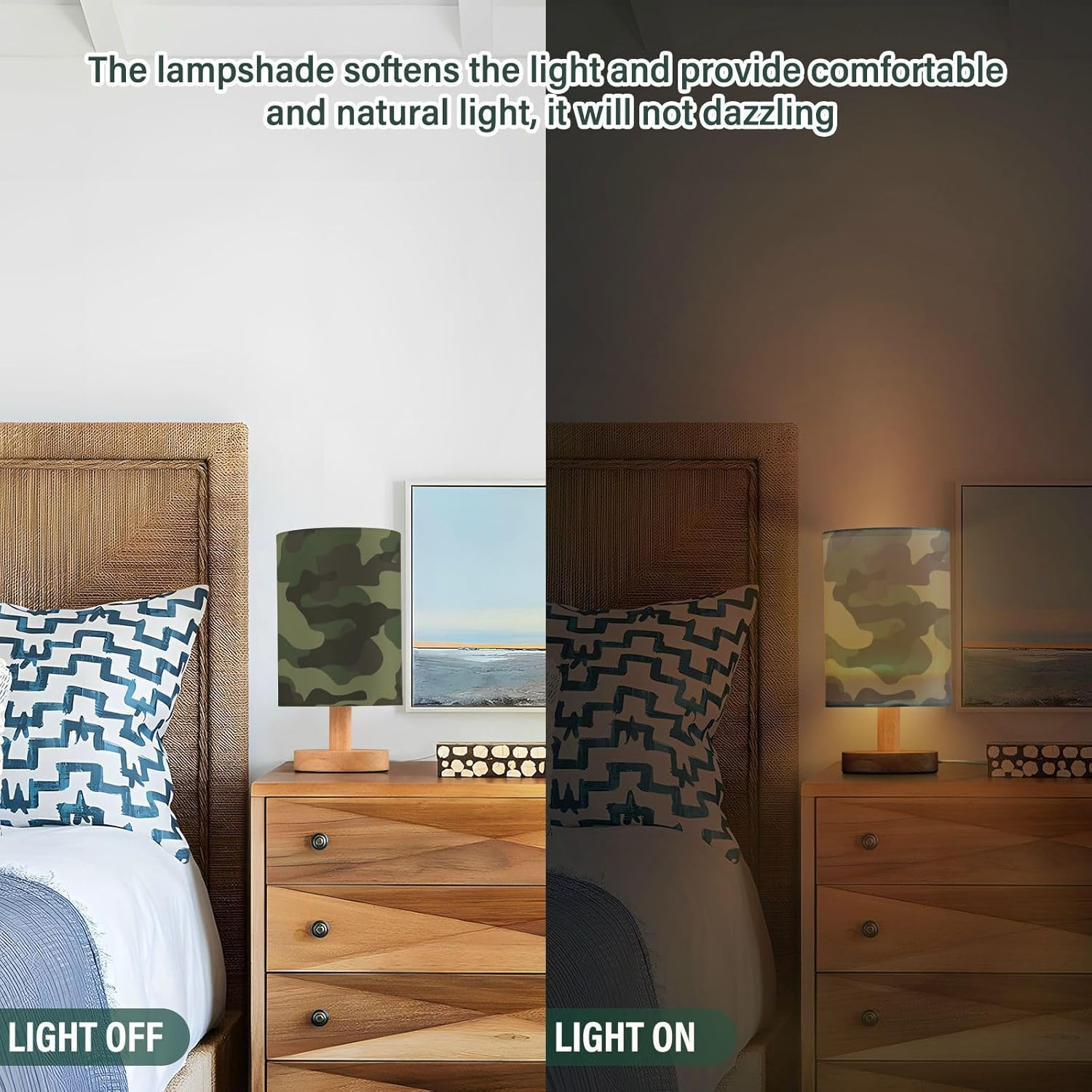 Table Lamp Light Table Lamp Soft Light Abstract Camouflage Green Table Lamps for Girls Indoor L&aacute;mpara De Noche image number 5