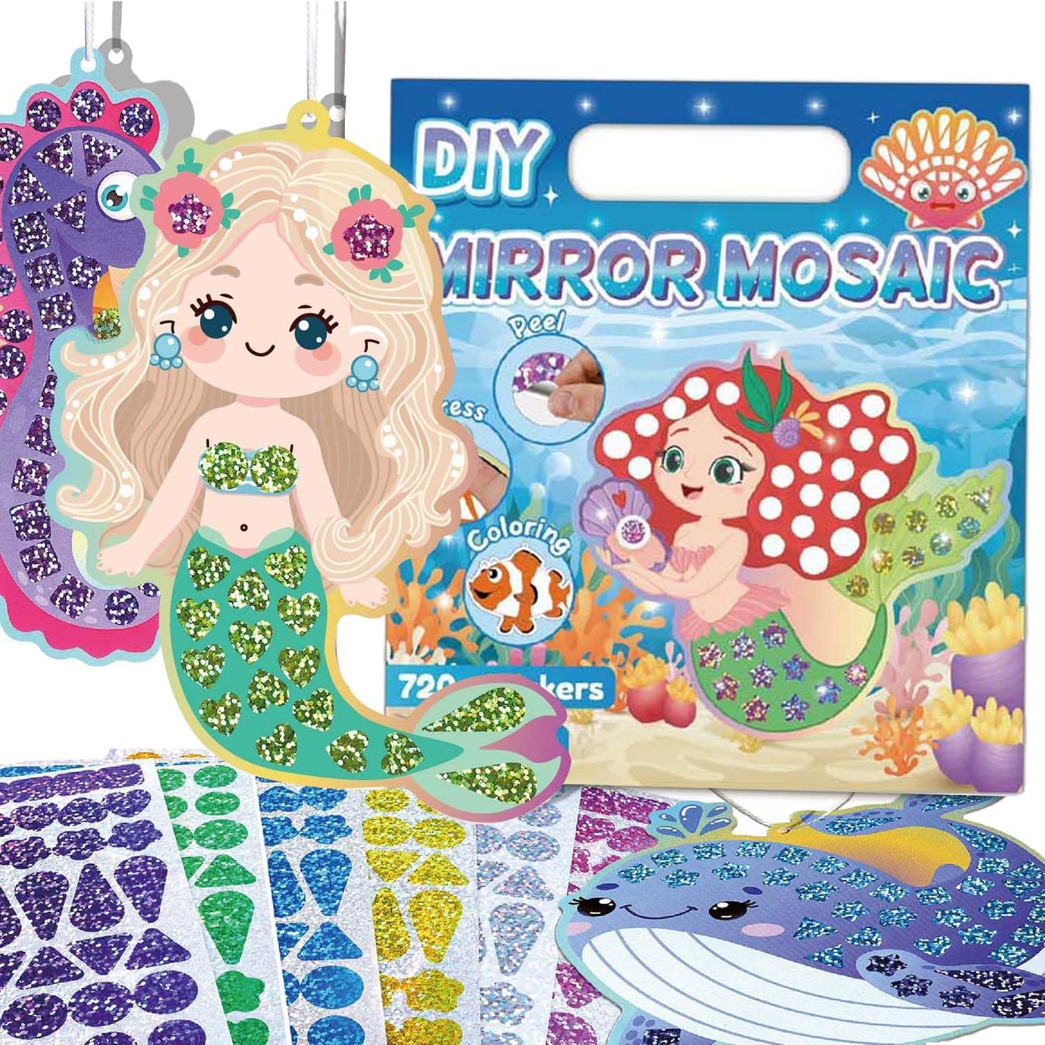 Palumma Mermaid and Princess DIY Kit Mirror Glitter Mosaic Sticker Sea Creature Craft for Craft Lovers