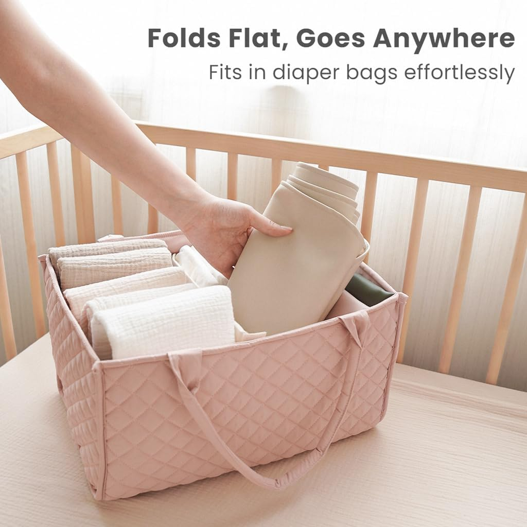 Konssy Faux Leather Baby Changing Mat, Waterproof, Wipeable & Portable Diaper Changing Pad for Travel or Home, Fits Perfectly in Diaper Bag, 30 X 17 Inches (Fog Green,Beige) image number 1