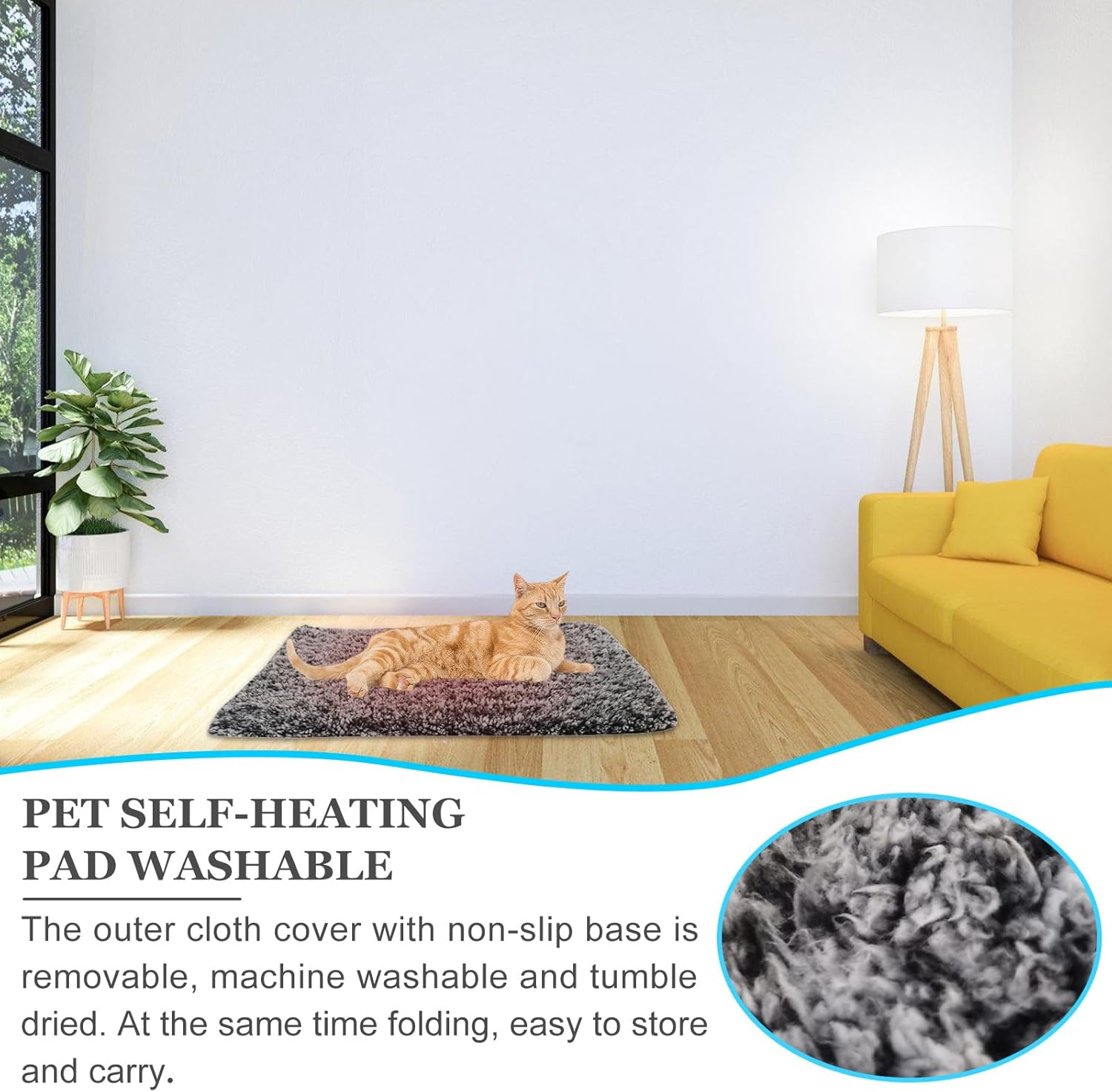 Molbory 48 X 70 Cm Self-Heating Cat Blanket, Cat Cushion, Washable for Cats and Small Dogs, Machine Washable, Not Electric, Grey image number 2