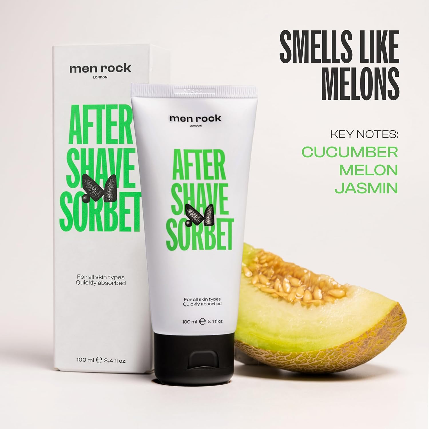 Men Rock after Shave Sorbet, Mens Aftershave Balm, Light Sorbet-Like Fast-Absorbing, Hydrating anti Redness Balm Relieves Sensitivity after Shaving, Fresh Scent 100Ml image number 3