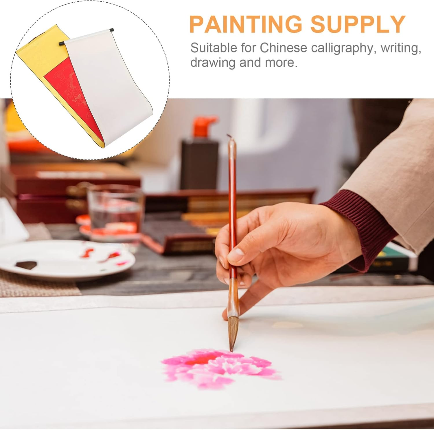 MAGICLULU Calligraphy Practicing Paper Chinese Xuan Paper Art Wall Scroll Drawing Scrolling - As Shown 2 image number 4