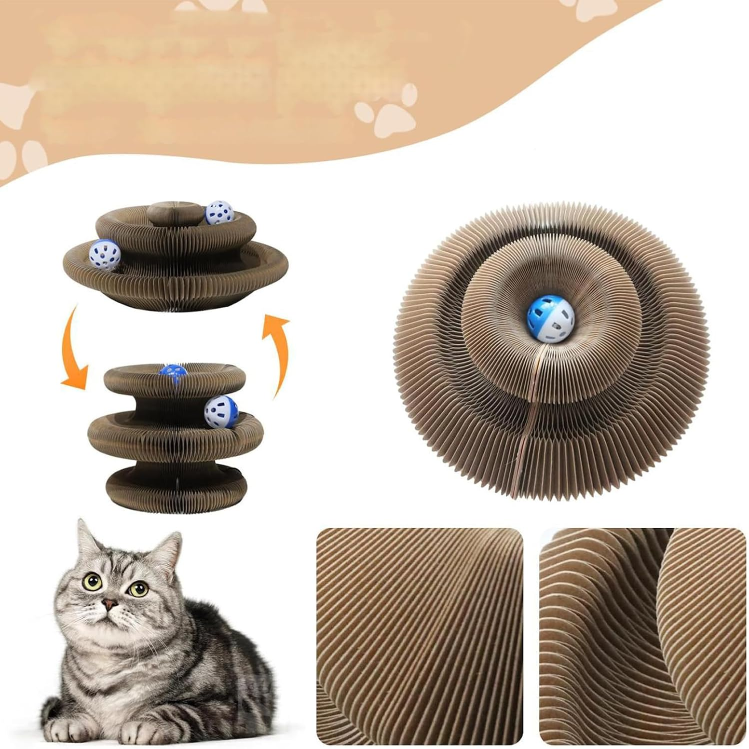 Cat Scratching Pad, Magnetic Cat Scratching Cardboard, Kitten Bed Scratch Rest Corner for Claws Climbing Indoor Outdoor Furniture Living Room Floor Bedroom image number 3