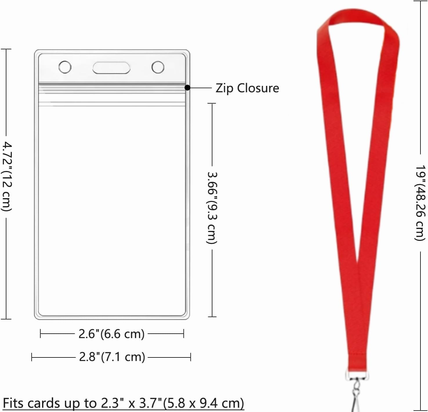 ID Badge Holder Lanyards with Clear Plastic Card Holder, 12 Pack, Red AUPOINT image number 2