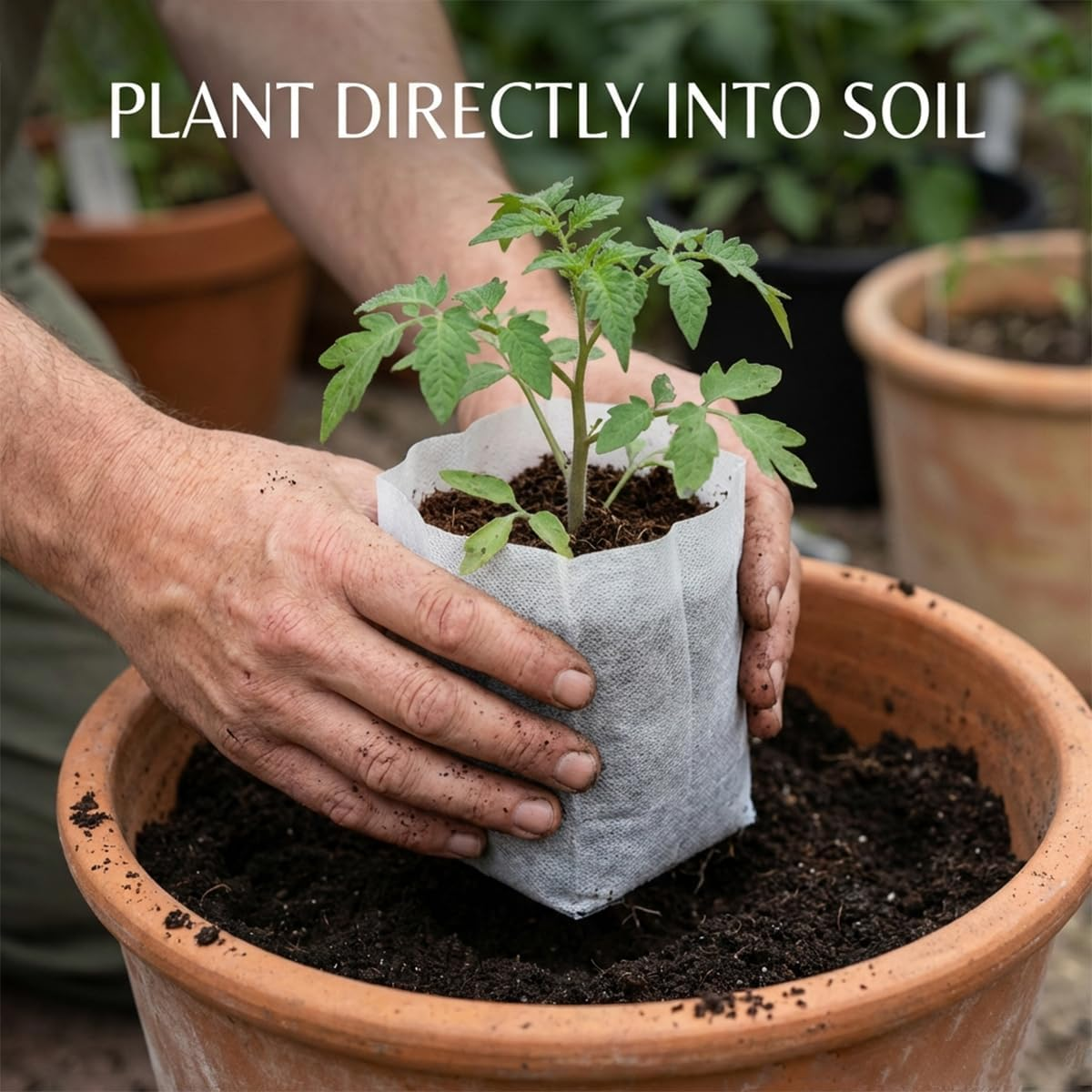 Gardtree Plant Nursery Bags 11.7&rdquo; X 13.5&rdquo; 50PCS, Non-Woven Biodegradable Plant Grow Bags Fabric Seedling Starter Pots for Vegetable Flower Fruit Saplings Tree, Home Garden Supply image number 4