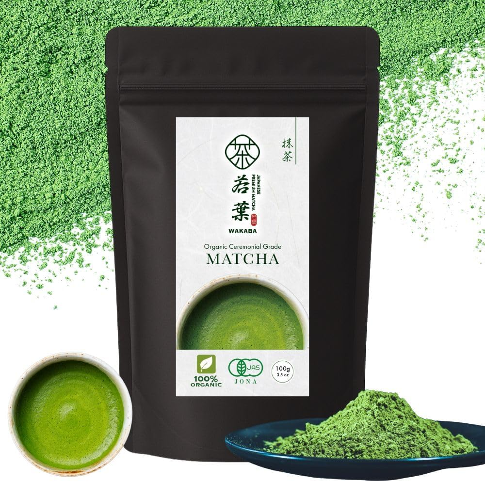 WAKABA 1St Harvest Premium Organic Matcha &ndash; Ceremonial Grade 100G from Uji, Kyoto, Japan | JAS/USDA Certified | Stone-Milled | Smooth, Rich Umami image number 6