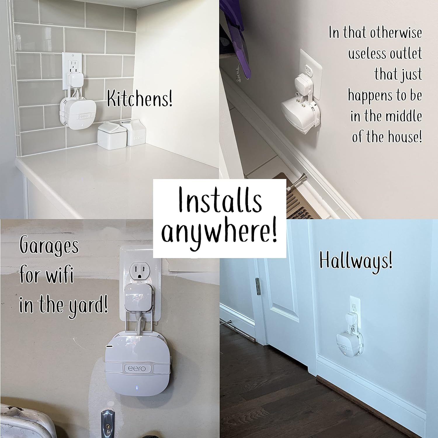 The Eero Genie for Eero 6+, Eero 6, and Mesh Wi-Fi: Wall Mount Outlet Holder Stand | Lowest Profile | Open Access | Multiple Install Options | Horizontal Outlets | Design Winner! (2-Pack) image number 5