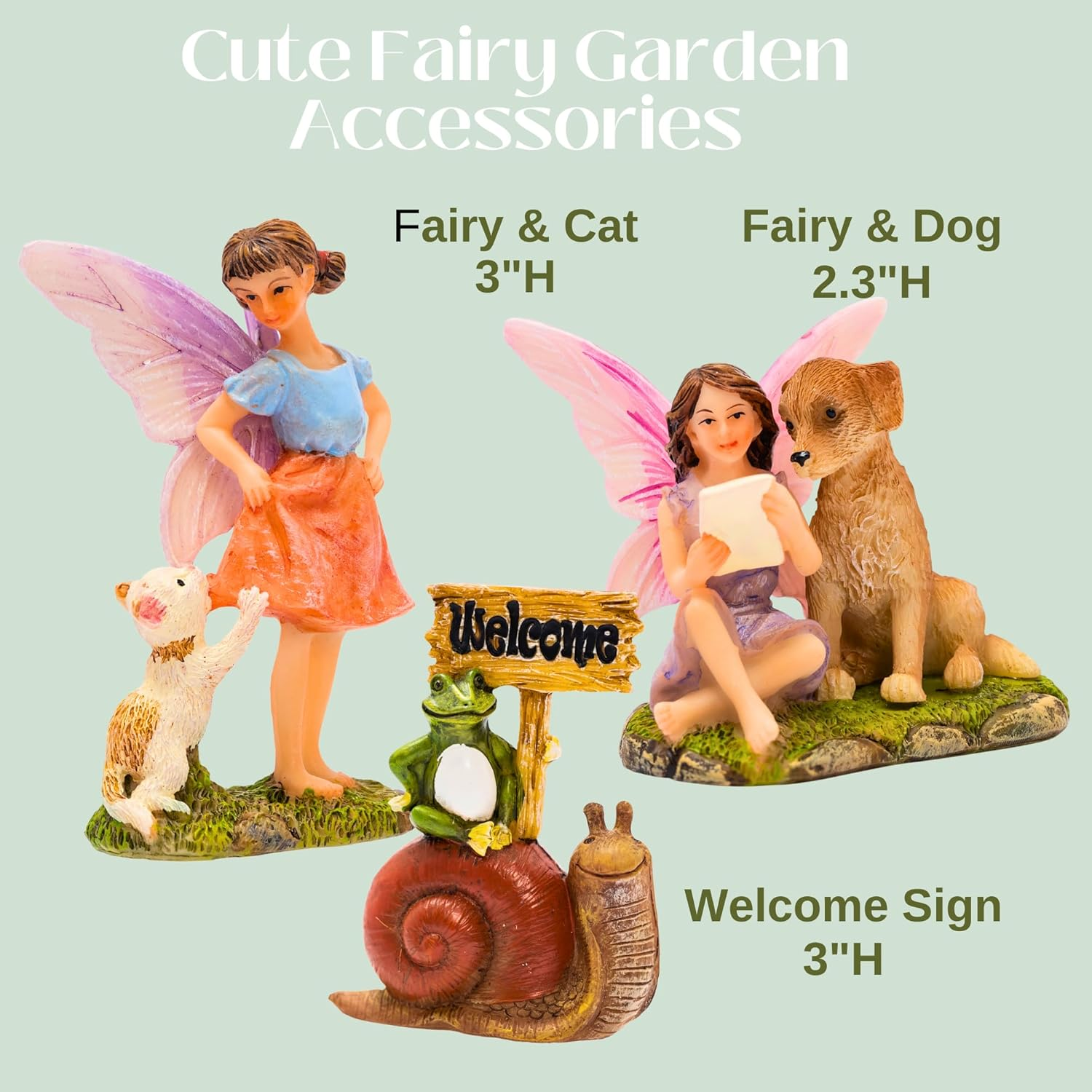 PRETMANNS Fairy Garden House Kit - Accessories with Miniature Fairies & Welcome Sign &ndash; Fairy House Is 6&rdquo; High &ndash; Fairy Garden Supplies 4 Pieces image number 2