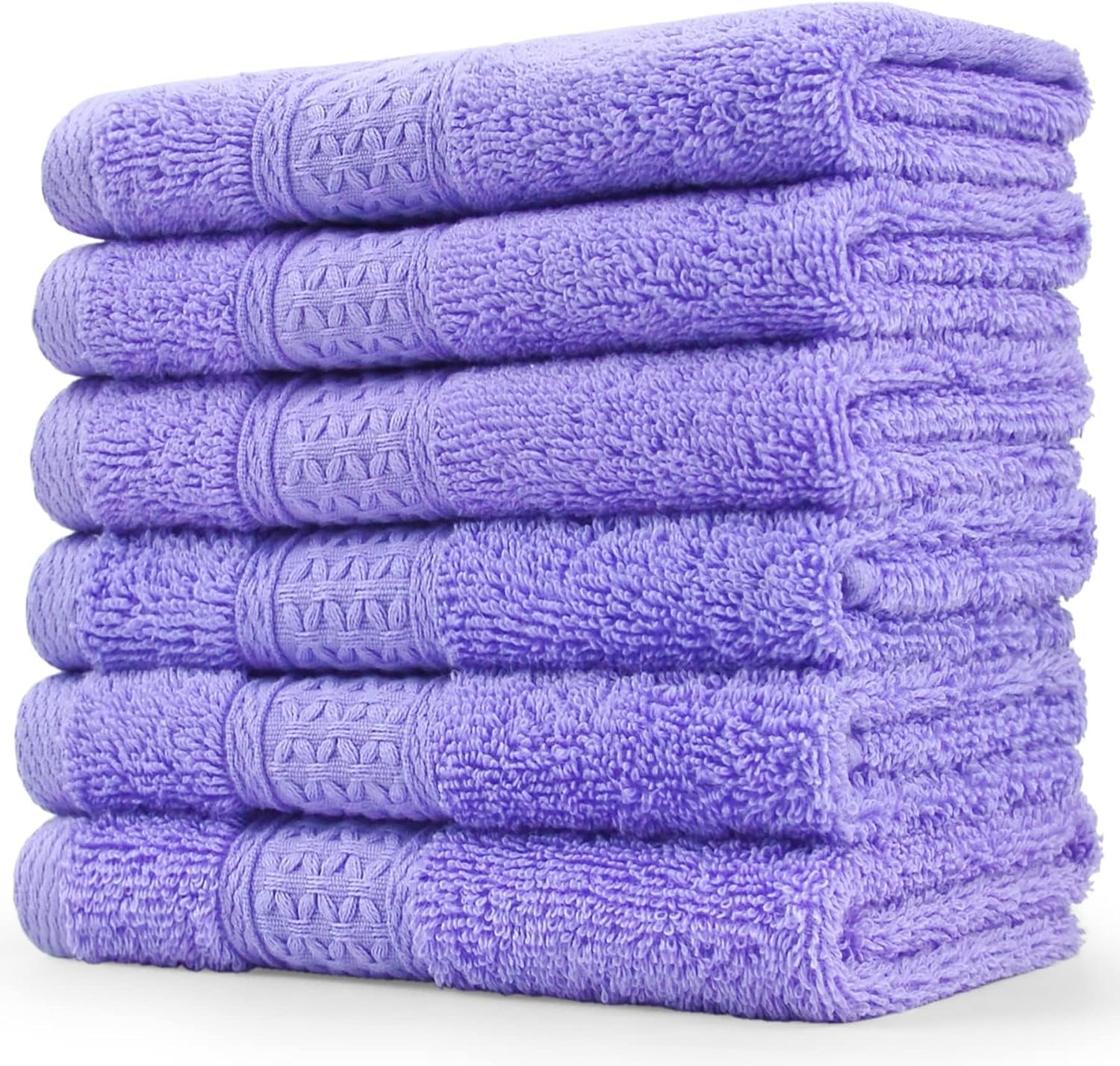 Cleanbear Wash Cloths Cotton Facecloths Large Face Cloths 6-Pack with Vivid Color Ultra-Soft Washcloths for Bathroom or Guestroom Fade-Resistant Face Towels 13 by 13 Inches Highly Absorbent (Lavender) image number 1