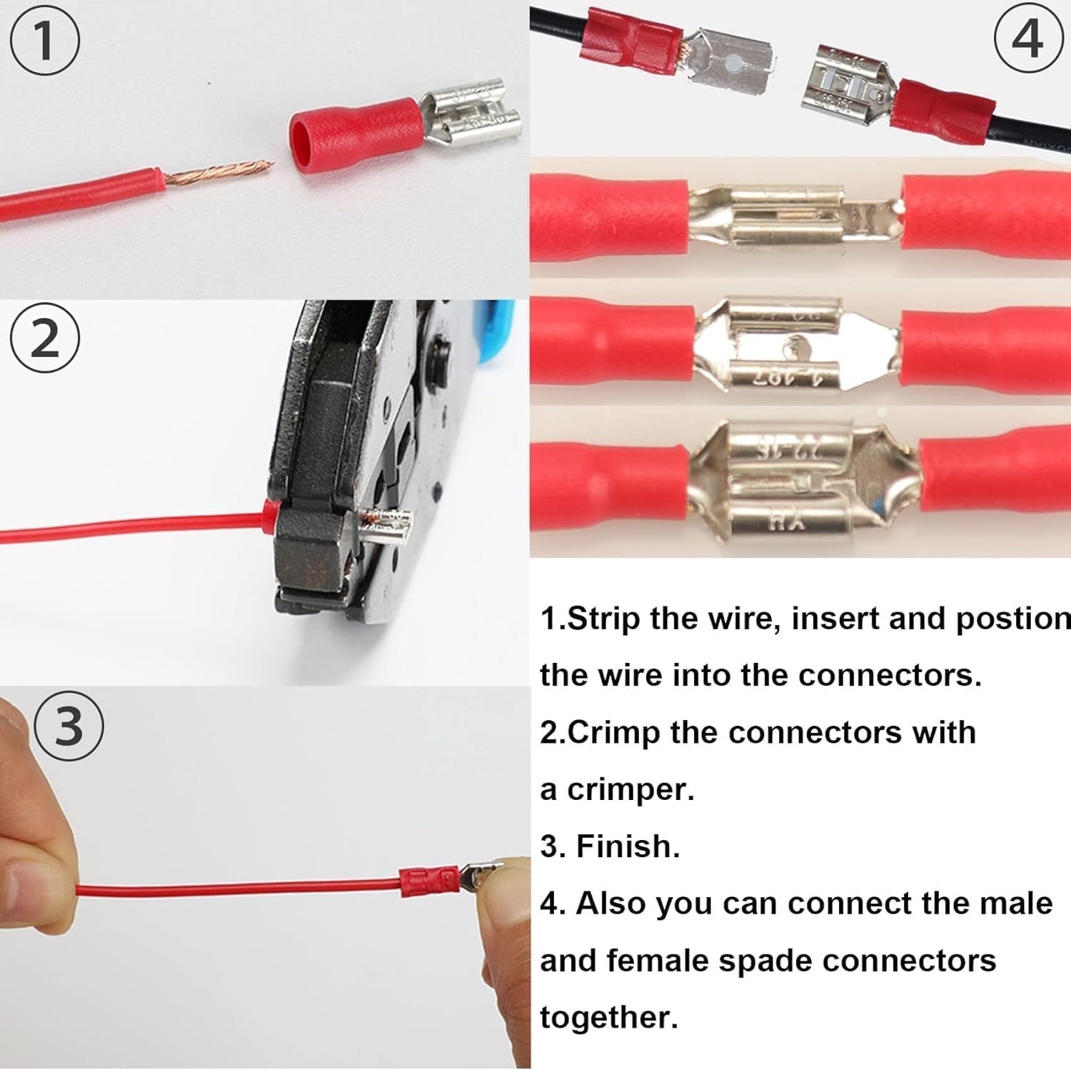 280Pcs Crimp Connectors Multipurpose Waterproof Electrical Wire Terminals,Contains Pair of Crimping Pliers Insulated Crimp Heat Shrink Wire Connectors Male and Female Spade Connector Kit Tool image number 3