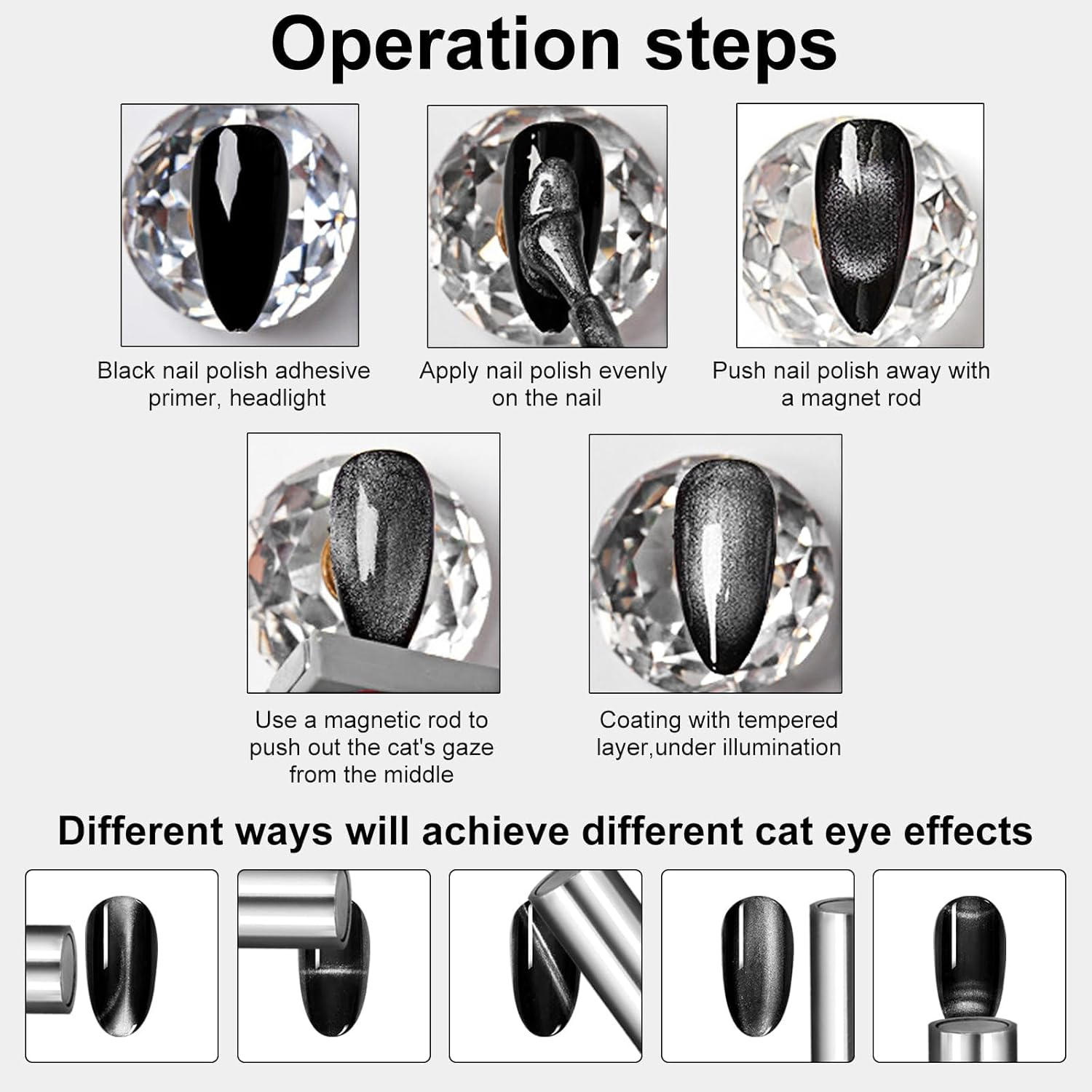 2 Pack Cat Eye Magnet for Nails, Nail Art Magnet Pens Long Double-Head Magnet Sticks Cat Eye Design Tools for Home DIY, Salon, Studio image number 1