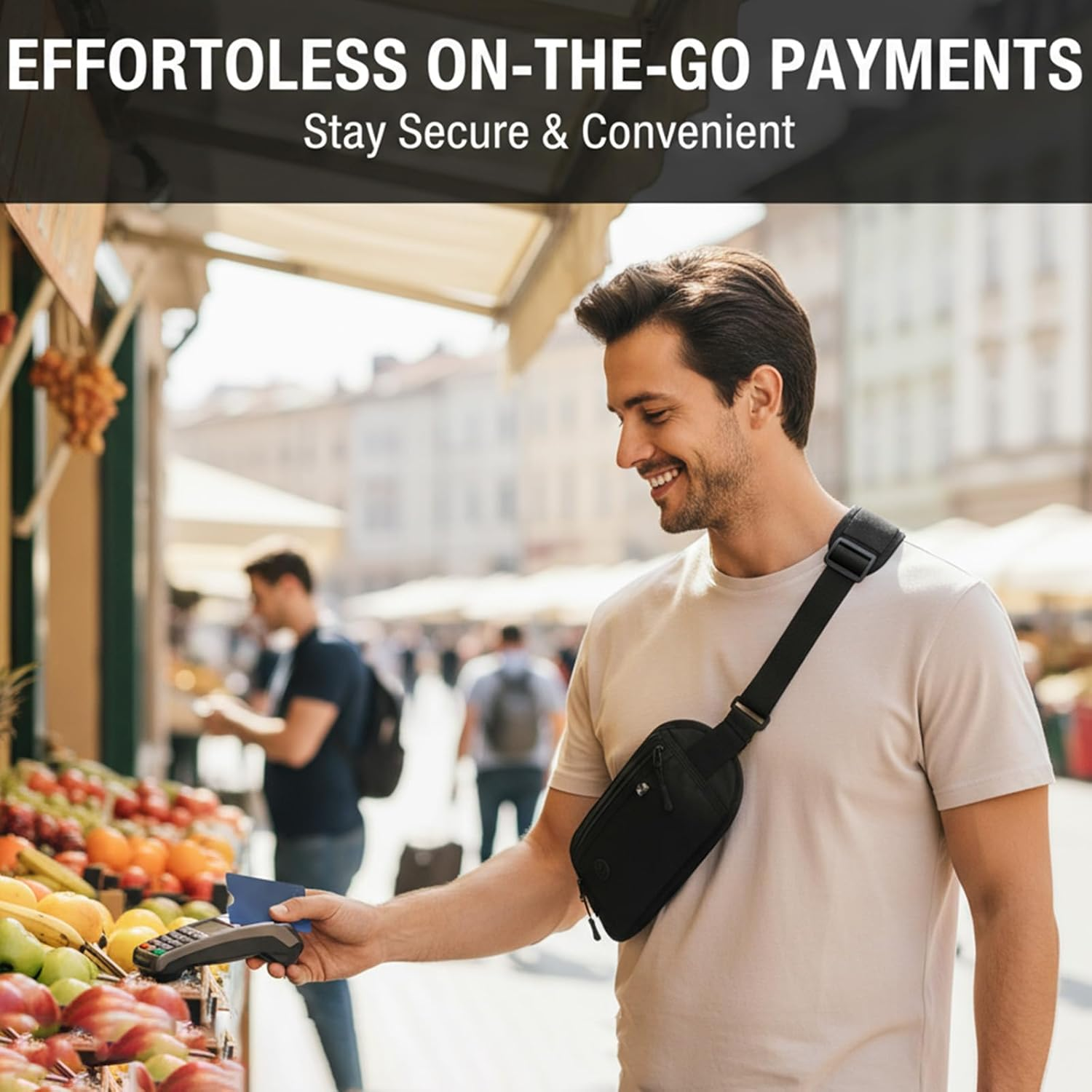 VEGCOO Money Belts for Travel Hidden, Ultra-Slim Travel Wallet RFID Blocking Passport Holder, anti Theft Wallet Bumbag for Men and Women