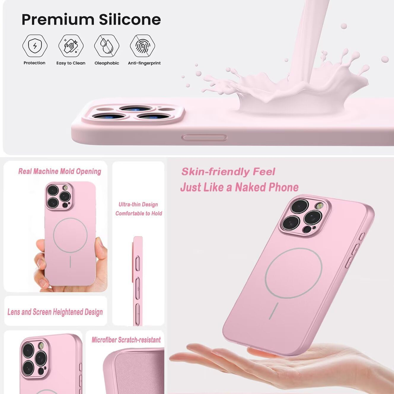 YUECXIN Magnetic Case for Motorola Moto E14/Moto G24/Moto G04 Compatible with Magsafe, Ultra Thin Shockproof Soft Microfibre Lining Liquid Silicone Mobile Phone Case TPU Protective Case Dark Green image number 3