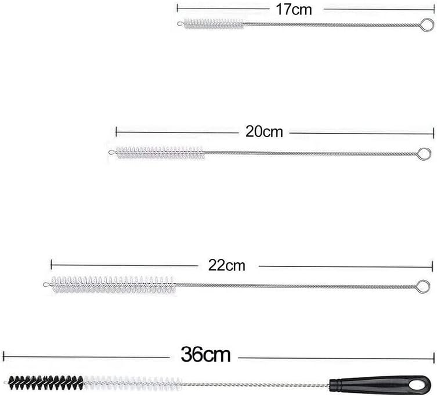 AIMALL 8 Pcs Nylon Straw Brush Set Cleaner Bottle Glass Tube Pipe Small Long Cleaning, Versatile Stainless Steel Wire Nylon Bristles for Deep Cleaning image number 5