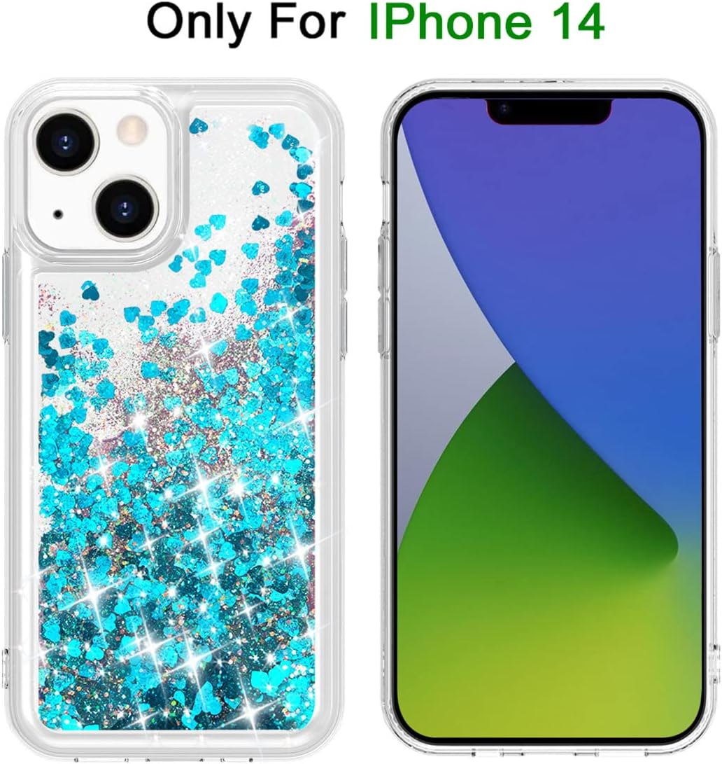 WORLDMOM for Iphone 14 Case,Bling Moving Liquid Floating Sparkle Colorful Glitter Waterfall TPU Protective Case for Iphone 14 [6.1 Inch 2022], Blue - Blue image number 3
