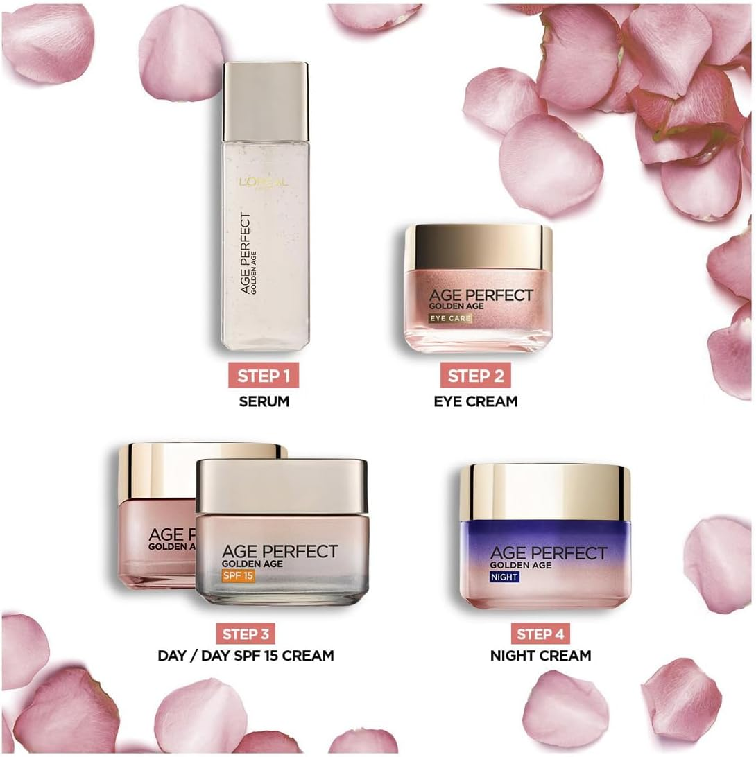 L'Or&eacute;al Paris Night Cream, Radiant Rosy Skin, for Mature to Dull Skin, Enriched with Calcium B5 and Peony Polyphenols, Age Perfect Golden Age, 50Ml image number 4