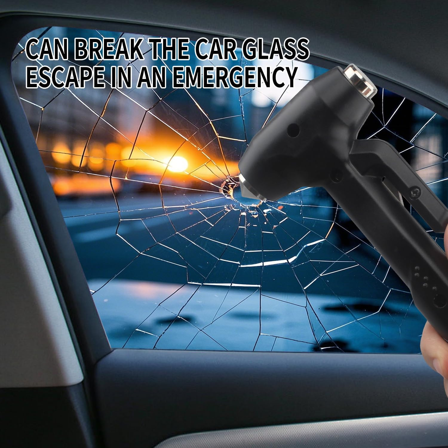 Wetado Car Safety Hammer Set, Seat Belt Cutter and Window Hammer Tool, Emergency Escape Tool Car Escape Tool 2-In-1 Seatbelt Cutter and Window Breaker, Glass Breaker Car Accessories Black - Dark Black image number 5