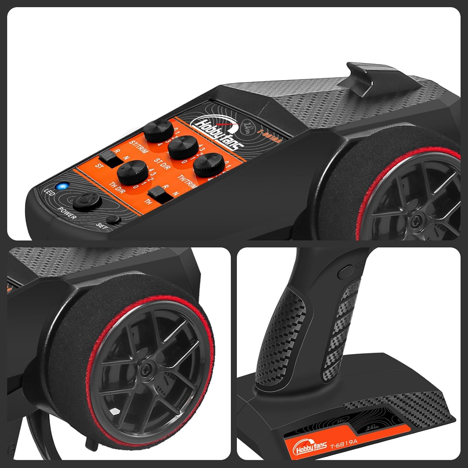 Hobby Fans RC Radio System 4CH 2.4G RC Transmitter with Receiver and Lanyard Anti-Jamming Remote Controller for RC Car Crawler Boat image number 6