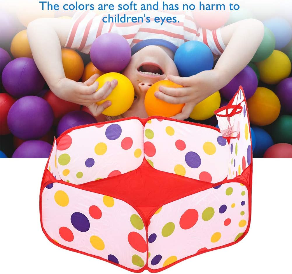 Baby Ball Pit Play Tent, Pop up Play Tent for Toddlers Children Baby Kids, Ball Pool Fence with Basketball Hoop, Toys Gifts for Girls Boys, Balls Not Included, Pink Polka Dots(120Cm) image number 1