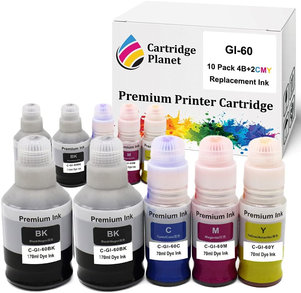 Cartridge Planet 10 Pack (4BK,2C,2M,2Y) Compatible Ink for Canon GI-60 GI60 for Canon G6060 G6065 G7060 G7065