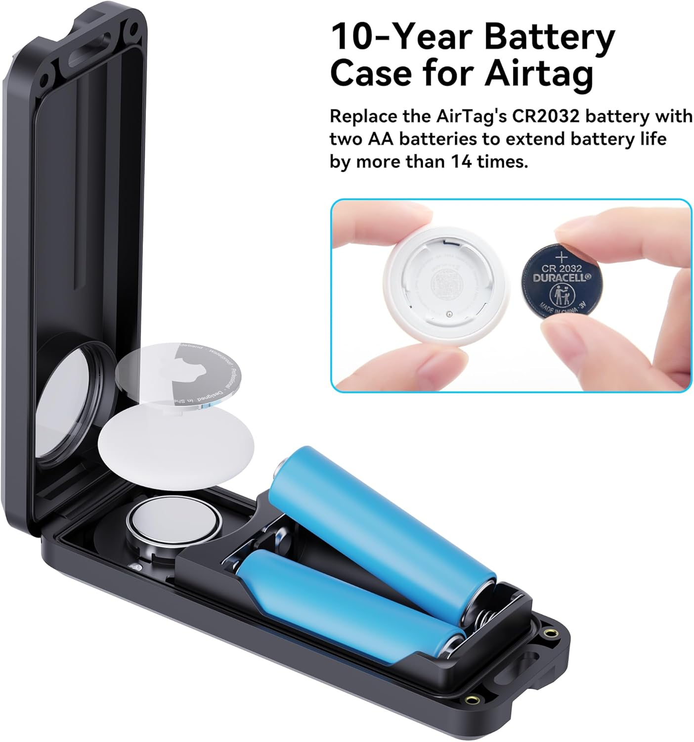 Battery Case for Apple Airtag,Airtags 10-Year Extended Battery,Waterproof Airtag Holder with Adhesive Mount,Cr 2032 Batteries Replacement,For Car,Backpacks,Luggage,Motorcycles image number 6