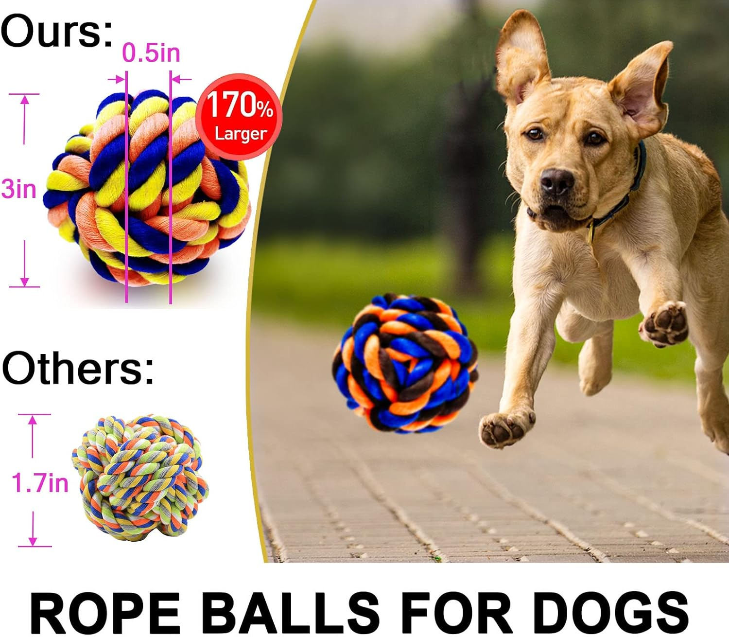 Tough Dog Chew Toys for Aggressive Chewers, 6 Pack Durable Dog Balls & Dental Cotton Dog Rope Toys for Medium Large Breeds, Puppy Teething & Interactive Enrichment Toys image number 1