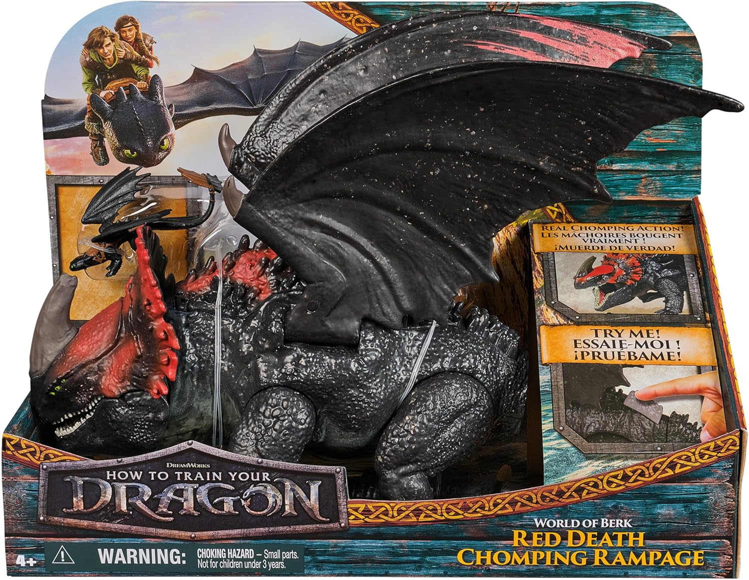 How to Train Your Dragon, World of Berk: Red Death Chomping Rampage, 28-Cm Toy Dragon with Exclusive Toothless Figurine for Ages 4 & Up image number 5