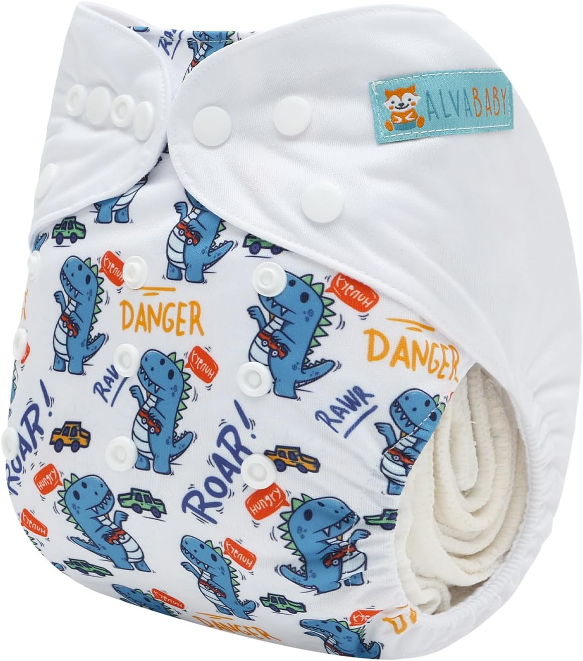 ALVABABY Baby Cloth Diapers One Size Adjustable Washable Reusable for Baby Girls and Boys 1 Pack with 2 Inserts AMD-BS154-2TA image number 4
