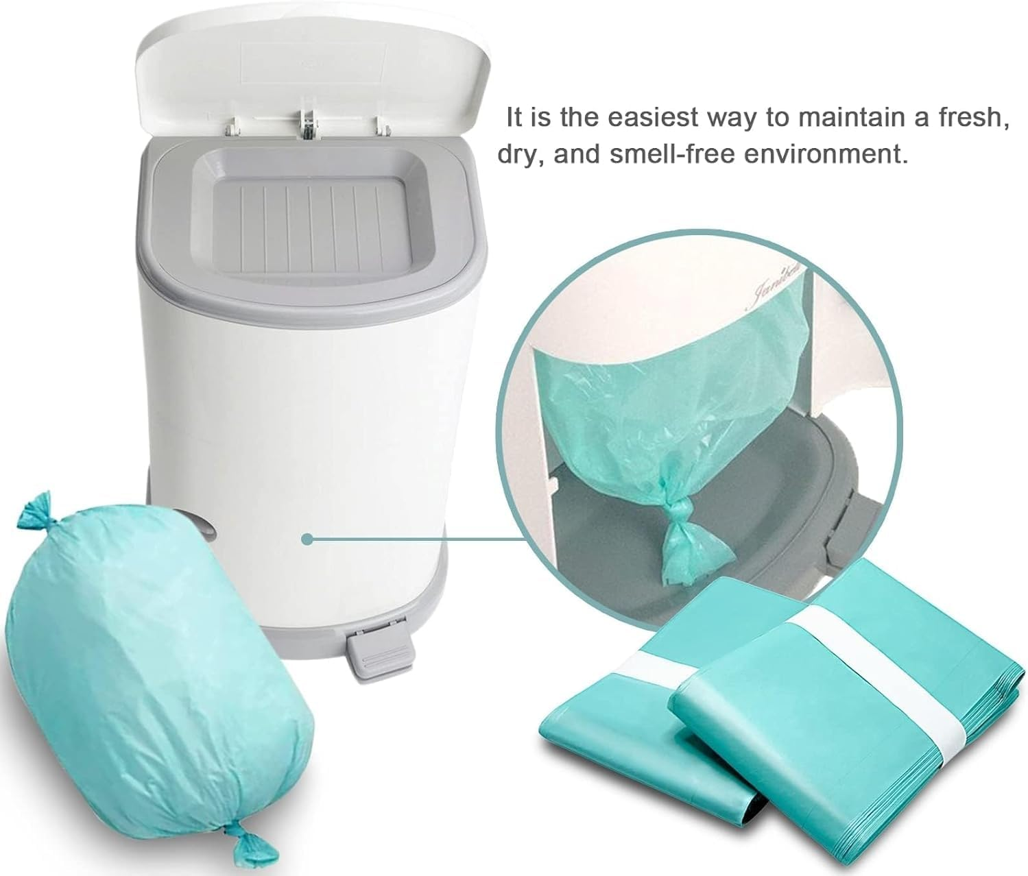 10 Pack Liner Refills Compatible with Nappy Disposal 16L Bin -10M/Bag Diaper Bag Refill,Odor Lock, Baby Diaper Pail Adult Diaper Disposal Liner Refills image number 4