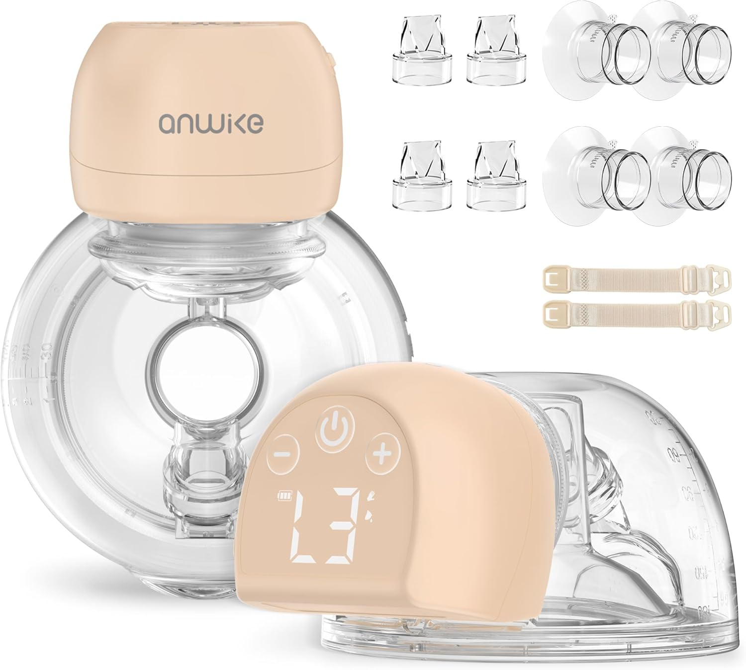 ANWIKE Electric Breast Pump Ultra-Light 193G - Painless Wearable Breasts Pump, 3 Modes 9 Levels with LED Display, Low Noise, Hands-Free Breast Pump Electrical with 21/24Mm Flanges, BPA Free, Orange image number 2