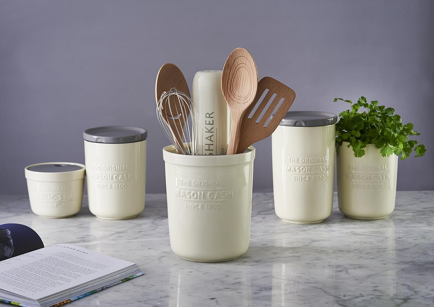 Mason Cash Innovative Kitchen Stoneware Utensil Pot, 1.8L, White 28496, 16 X 16 X 20 Cm image number 6