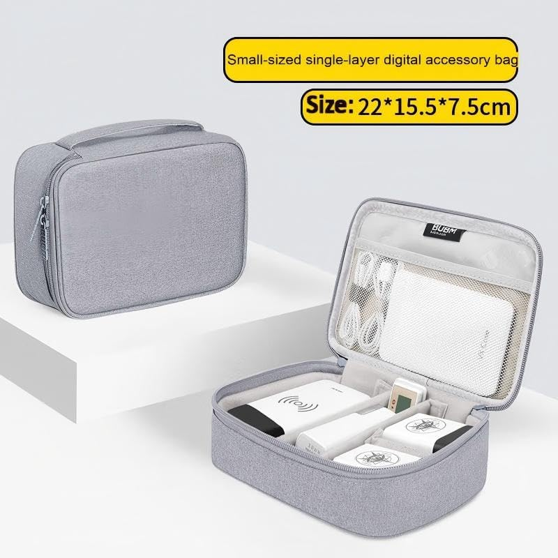 Electronics Organizer Travel Case,Electronic Accessories Storage Bag,Portable Waterproof Cable Organizer Bag,Travel Cord Organizer Bag for Small Charging Cord Storage,Cables,Sd Card (Grey) - Grey image number 2