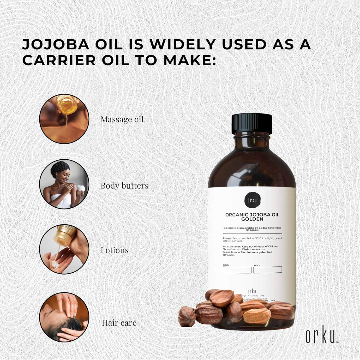 500Ml Organic Jojoba Oil - Golden Pure Cold Pressed Seed for Hair Skin Nails image number 4