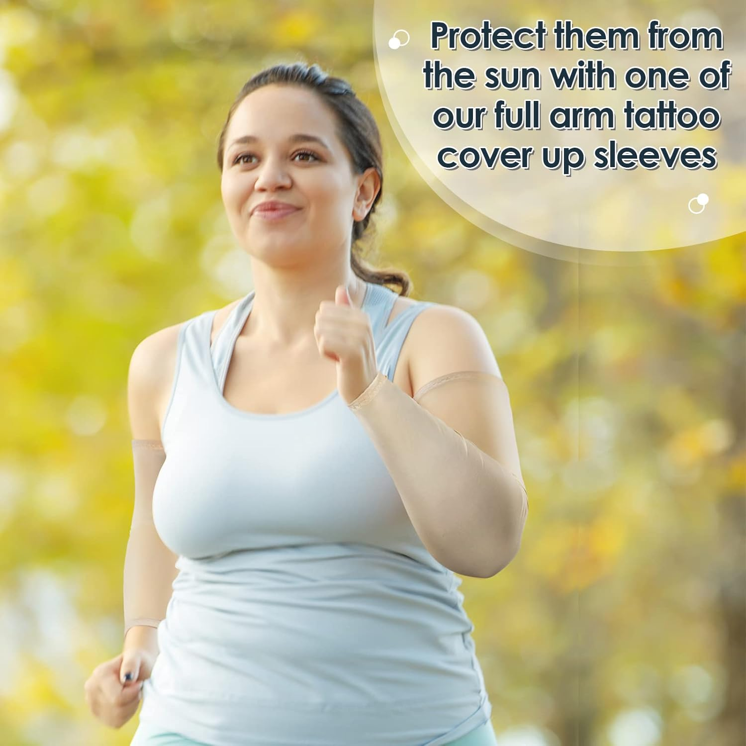 4 Pair plus Size Arm Sleeves UV Protection Sun Sleeves Arm Compression Sleeve Oversized Tattoo Sleeve Covers for Women Men - Nude image number 3