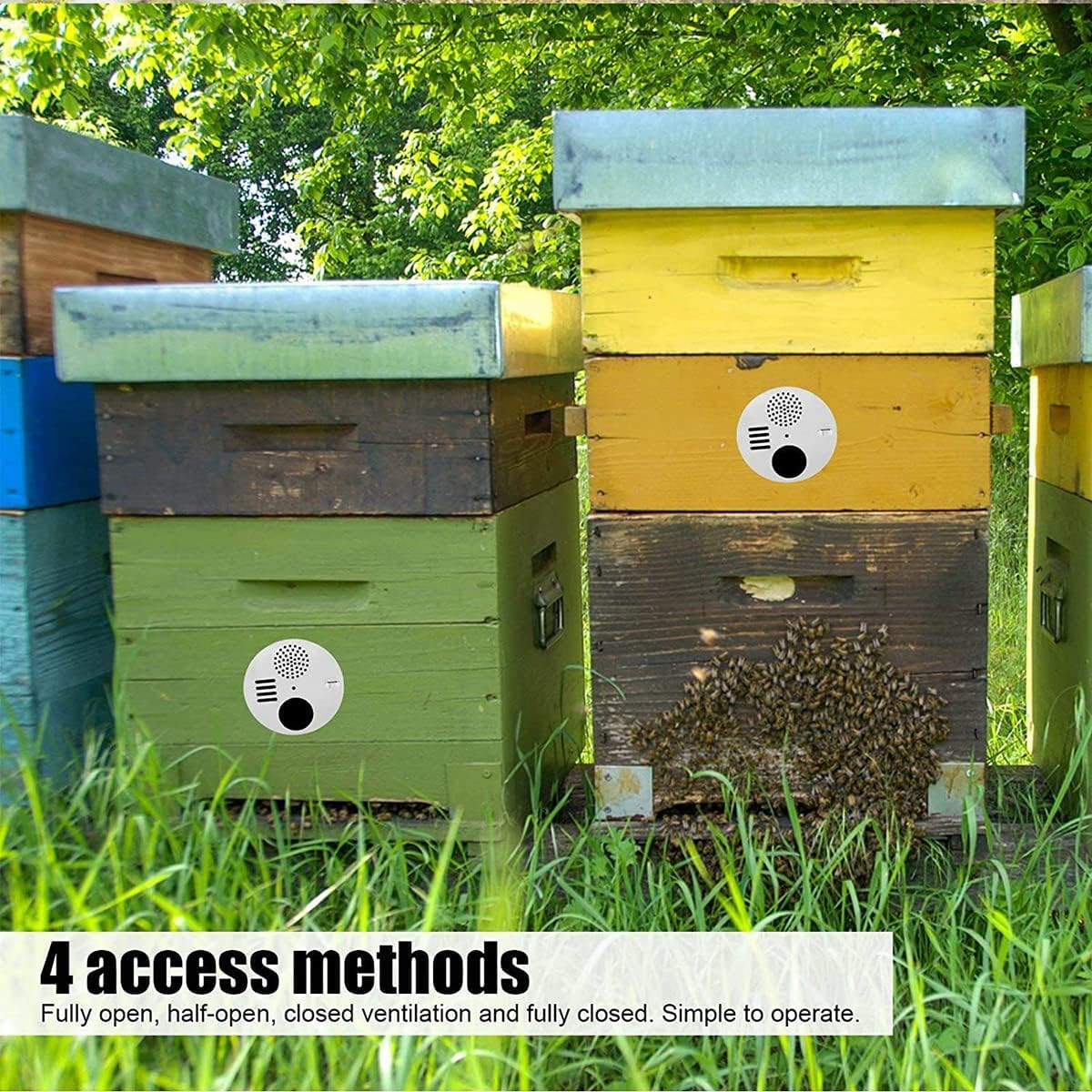 10PCS Bee Hive Nuc Box Entrance Gates, 4.84" Metal Beehive Entrance Disc, round Rotatable Bee Entrance Doors for Beekeeping Equipment Beekeeper Tool image number 2