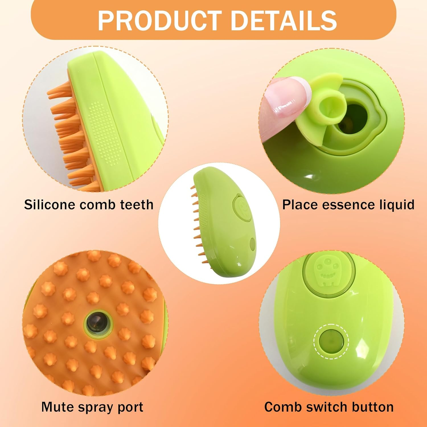 Steamy Cat Brush, 3-In-1 Cat Steamy Brush, Self Cleaning Steamy Cat Brush, Multifunctional Cat Grooming Brush, with Steam for Massage, Steamy Cat Hair Brush for Long Hair and Short Hair