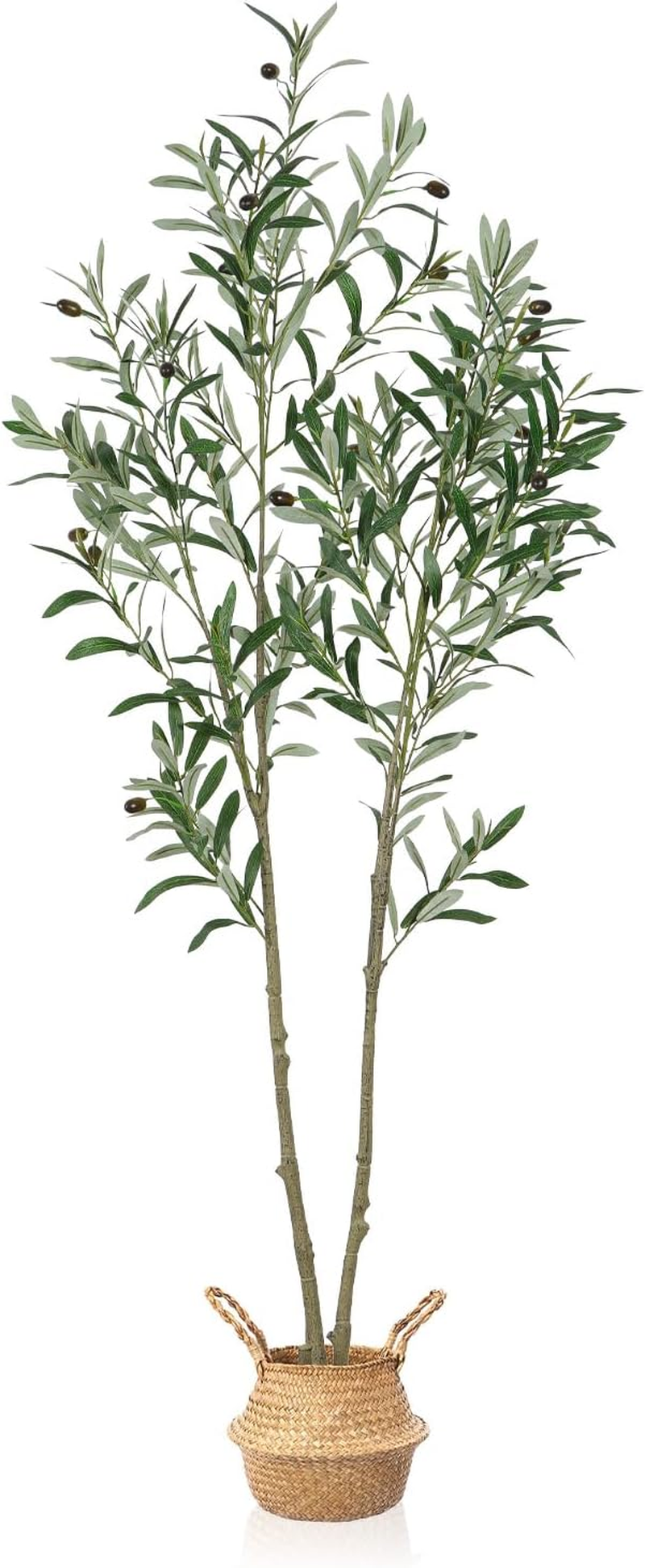 Artigreen 150 Cm Artificial Olive Tree,Double Stemmed Faux Olive Tree Fake Tall Olive with Lifelike Trunks and Fruits for Living Room Bedroom Bathroom Shop Office Room Decor Indoor and Outdoor image number 5