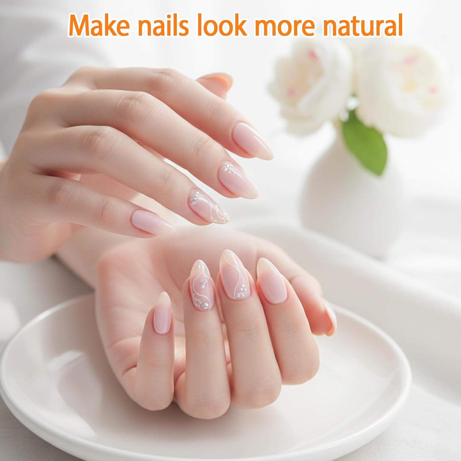 240Pcs Almond Nail Tips, 12 Sizes Pre-Shaped Half Matte Full Cover Clear Soft Gel Fake Nails, Pointed Acrylic Nail Tips for Gel Nail Extension & DIY Nail Art image number 1