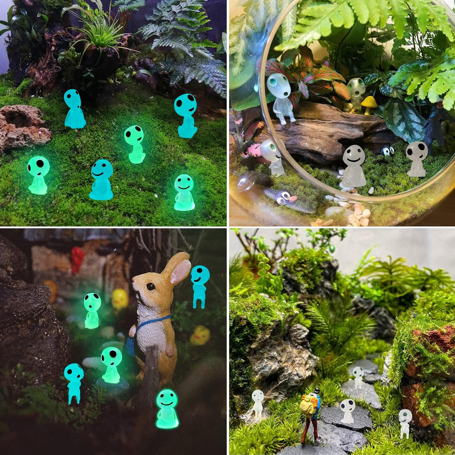 KIMOBER 20PCS Mini Glow in Dark Tree Elves,Luminous Resin Ghost Micro Miniature Tiny Alien Figures for Garden Moss Landscape Aquarium Dollhouse Decoration DIY Terrarium Crafts image number 6